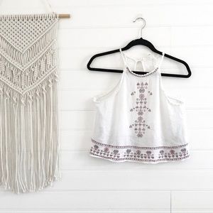Forever21 Embroidered Boho Tank Top
